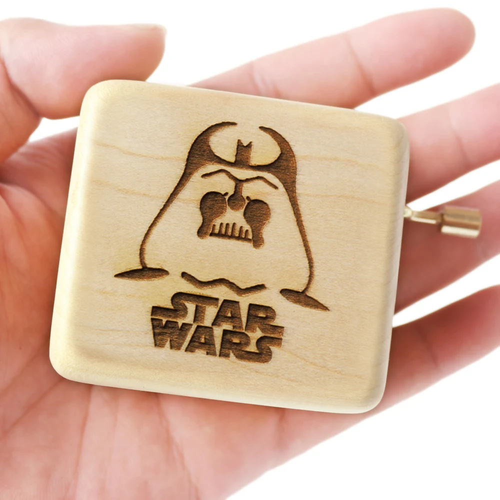 

Sinzyo Carved wooden hand crank action Star Wars Music Box Birthday Gift For Christmas/Birthday/Valentine's day gift Natural