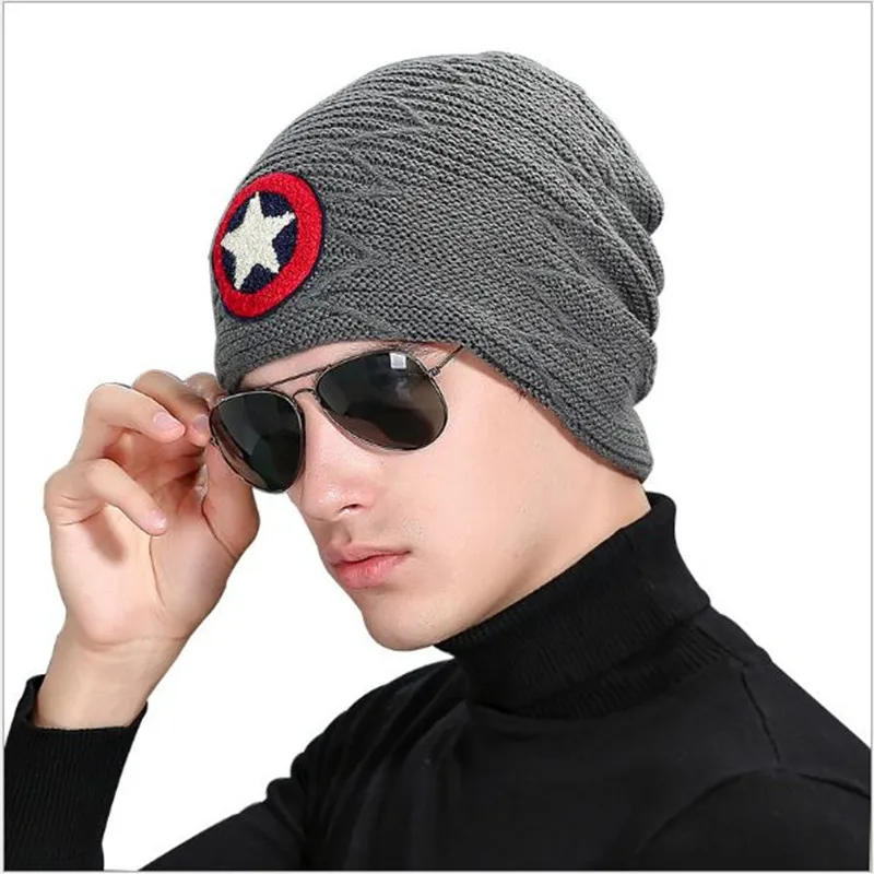 

1Pcs/lot Autumn And Winter The New Wool cap Winter Five Star Plus Cashmere Knitted Cap Male Keep Warm Hedging Cap