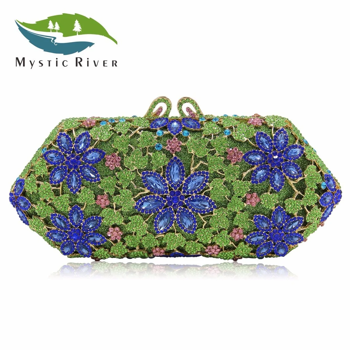 Mystic River Women Clutches Evening Clutch Bags Floral Pattern Crystal