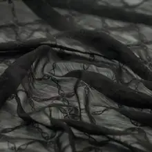 Шифоновое платье черного цвета с вышивкой в клетку, тонкое мягкое дышащее платье своими руками, блузка, распродажа ткани 100 см* 150 см