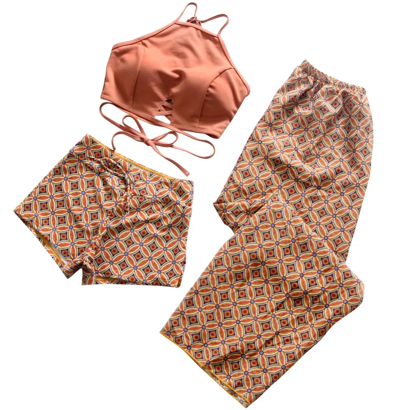 Комплекты Танкини с шортами, летние женские купальники из двух частей, ретро принт, купальные костюмы, бикини, пуш-ап купальники размера плюс, для плавания