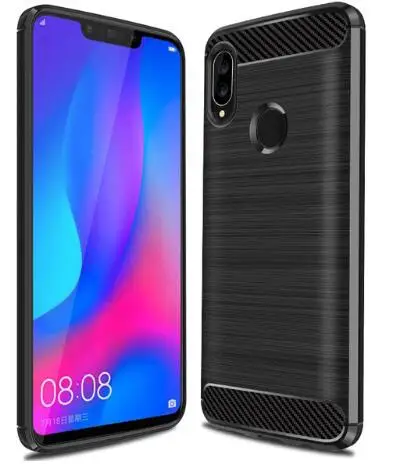 Для Huawei Nova 3i и 3 4 чехол + закаленное стекло Мягкий ТПУ гель кожа углеродное волокно