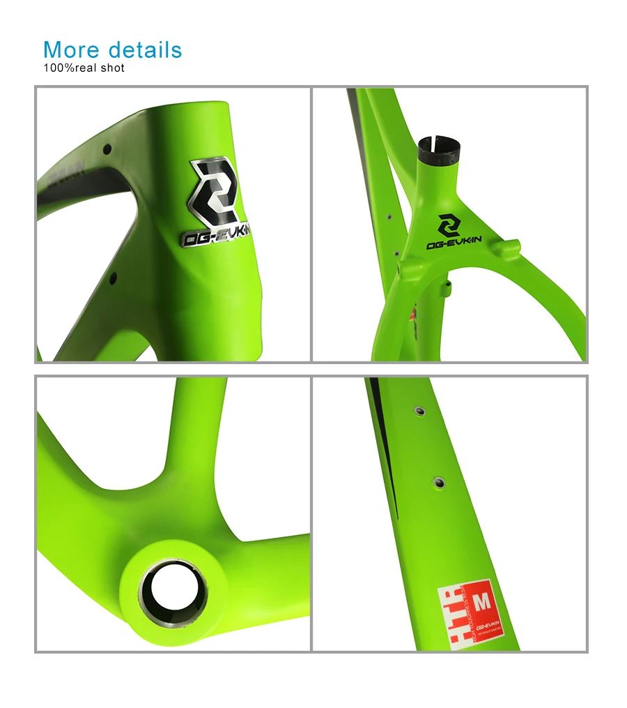 Excellent OG-EVKIN CF-041 Carbon Mountain Bike Frame DI2 Bike Frame Fat Back bike BICICLETTA Carbon Bicycle Frame CF041 Green Colour 4