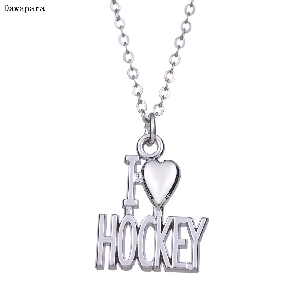 Dawapara 2018 New Necklace Of Silver I Love Hockey Necklace For Women