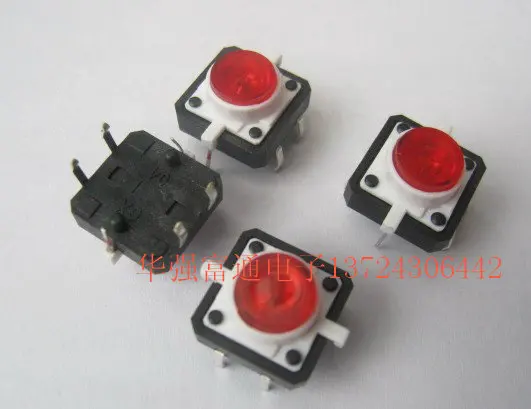 

Spot supply of high quality light touch switch button switch 12 * 12 * 7.3 with lamp button switches red lights