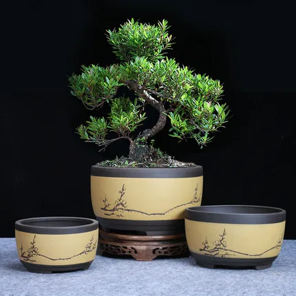  Bonsai  Flowerpot Ceramic Round Large Medium And Small  