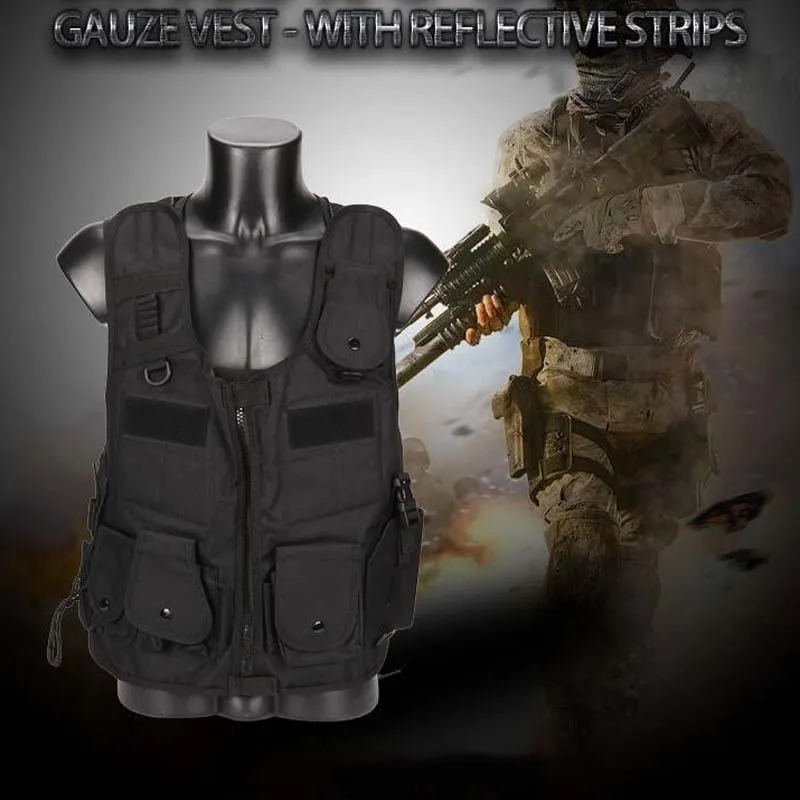 

Tactical Vest Army Military Equipment Paintball Airsoft Vest Combat Men For Hunting CS Wargame Gauze Vest With Reflective Strips