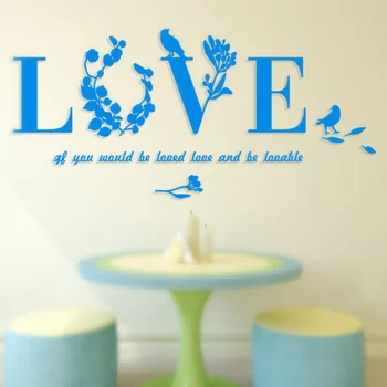 

Romantic Love Theme 3D Acrylic Wall Sticker For Wedding Decor Sofa TV Backround Room Decoration Wall Stickers adesivo de parede