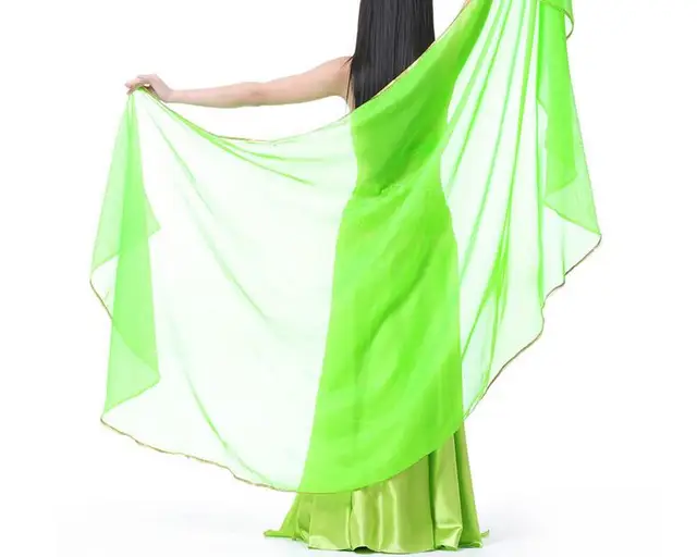 250*120cm Stage Performance Belly Dance Scarf Shawl Light Texture Half Circle Veils Professional Women Belly Dance Veil Chiffon Light Green
