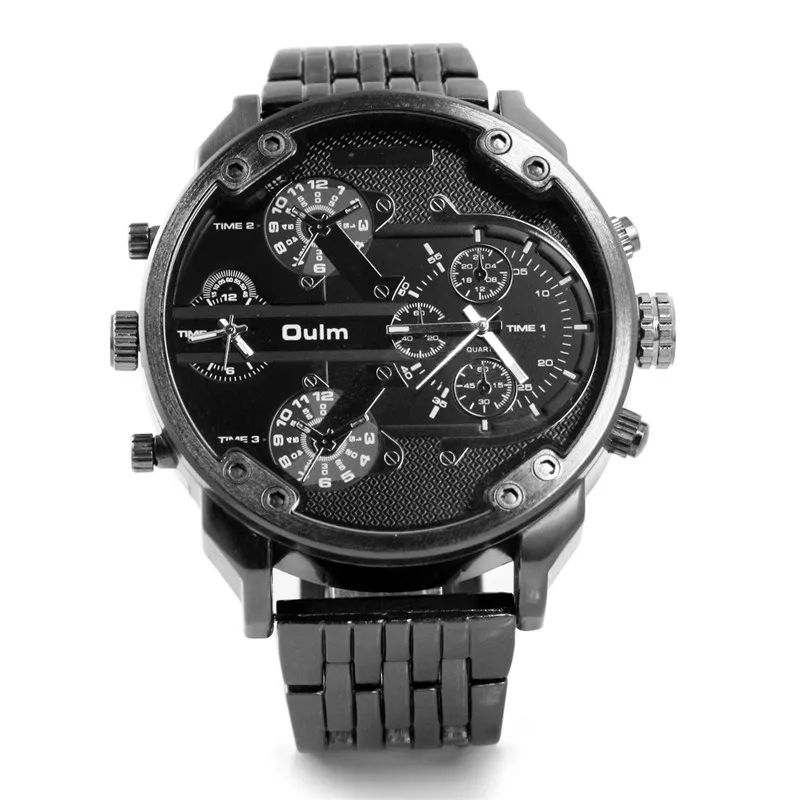 Мужские часы, лучший бренд OULM 3548, роскошные 5,5 см, с большим лицом, высокое качество, часы из нержавеющей стали, черные, Relogio Masculino Marca - Цвет: Black
