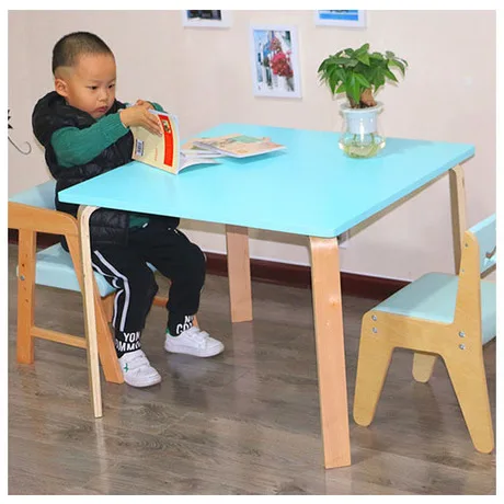 Детские мебельные гарнитуры комплект детской мебели Рабочий стол из массива дерева+ 2 обивка на стулья детский стул и стол для учебы комплекты минималистичный 75*75 см