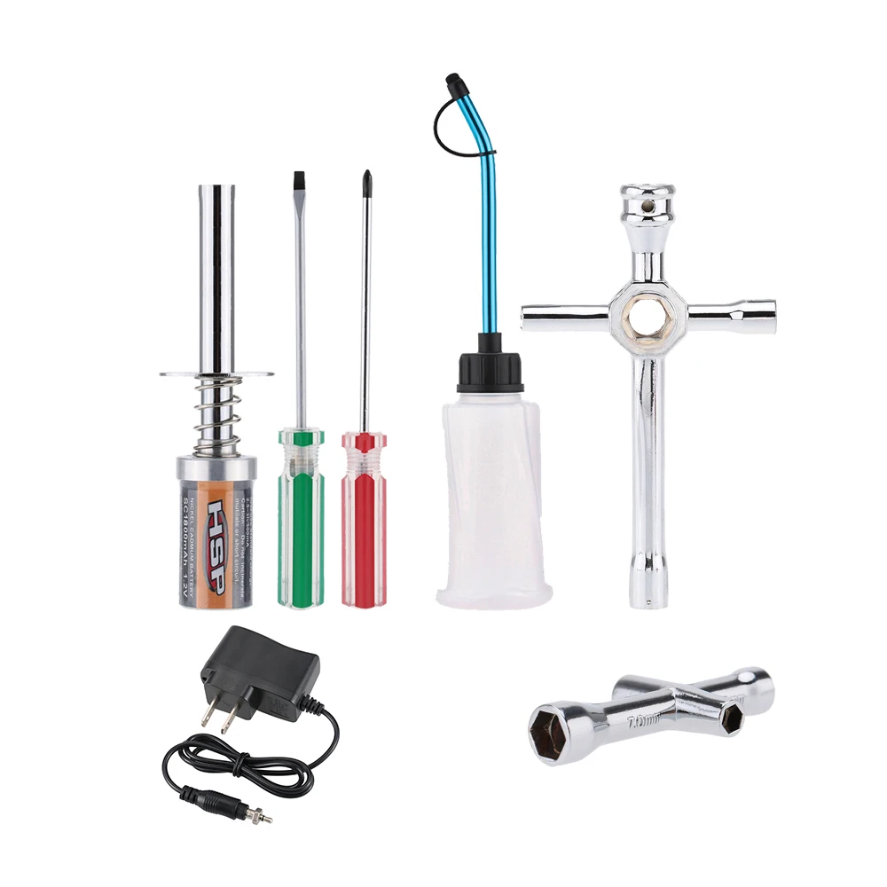

Nitro Starter Glow Plug Igniter Charger Tools Fuel Bottle Combo Kit for Redcat HSP Nitro Powered 1/8 1/10 RC Car Parts