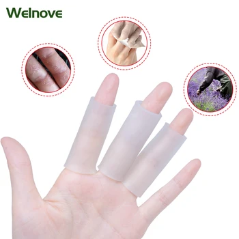 

4 Pcs Open Soft Silicone Gel Tube Finger Protector Sleeves Separators Protector Prevent Injuries Skin Blisters Callus D1321