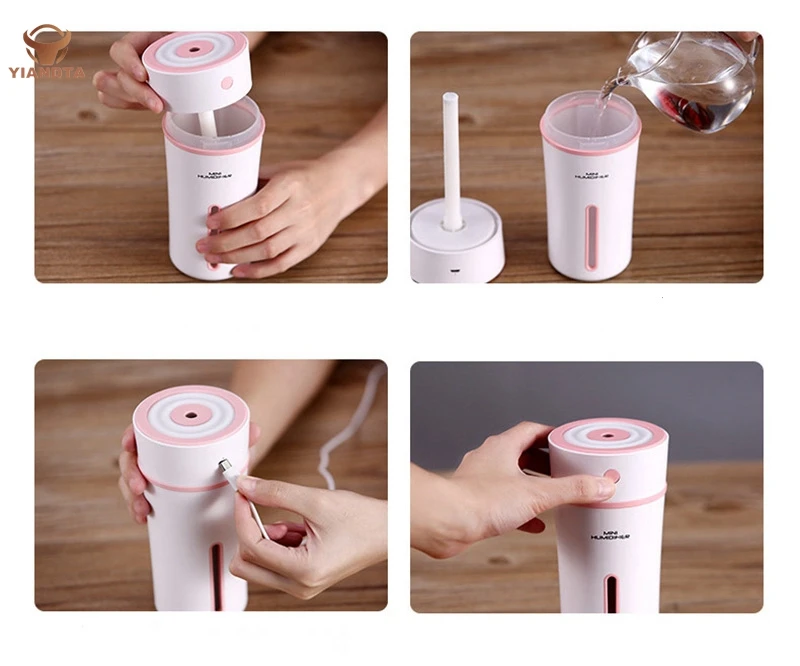USB Mini Cup Humidifier Air Purifier Home Gifts Atmosphere NightLight