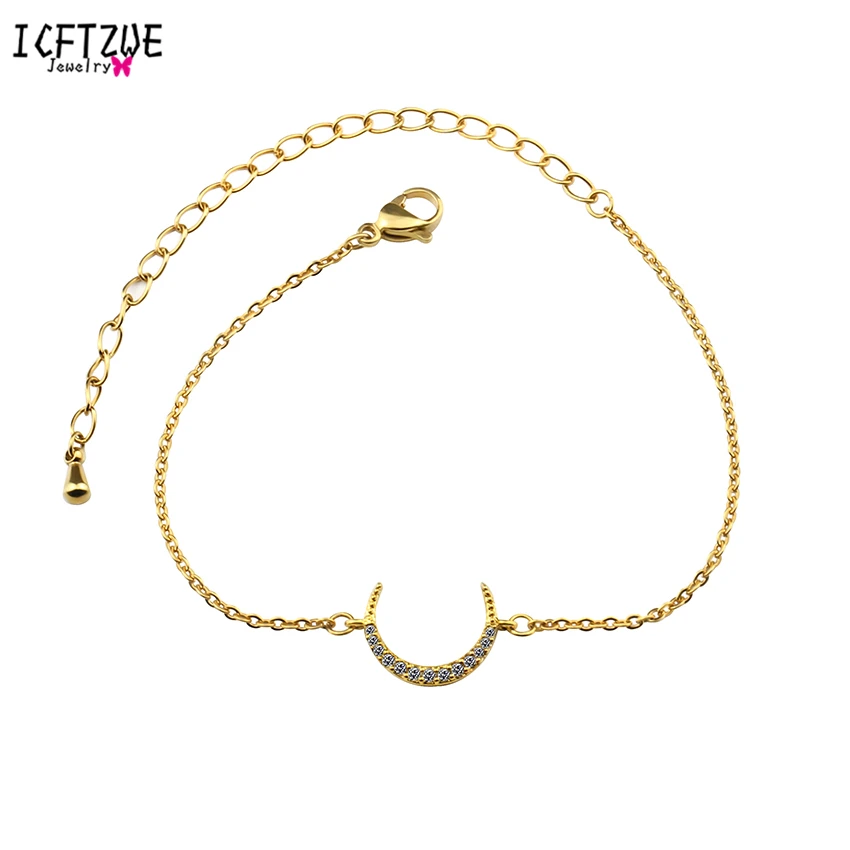Dianshangkaituozhe 10 шт. Исламская ювелирные изделия из нержавеющей стали ручной цепи полумесяц браслет для женщин браслеты асеро inoxidable Mujer