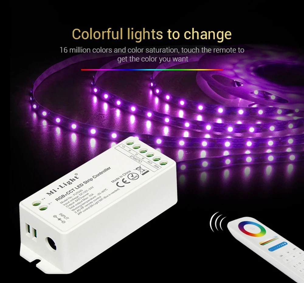 Mi светильник FUT045 RGB+ CCT светодиодный контроллер 2,4 ГГц беспроводной RF Max 15A DC12V/24 В для RGB/RGBW/RGBWW/RGB+ CCT светодиодный светильник