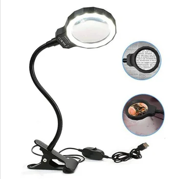 

FGHGF DH-8803 5X Magnifying Glass Lighted Magnifier Eye Protection Table Lamp Black Repair Tool Watch PCB Repair Tool Metal Hose
