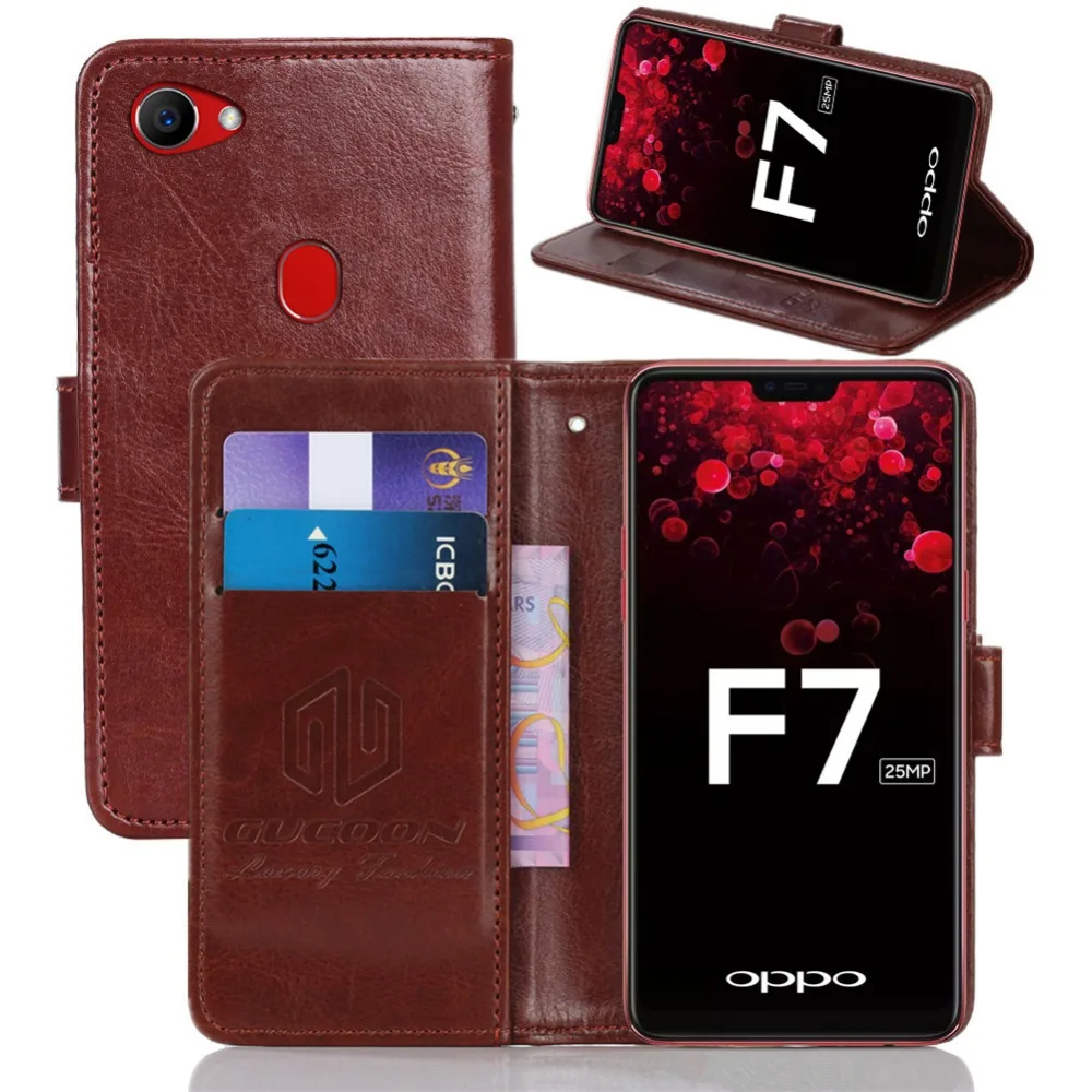 

GUCOON Vintage Wallet Case for OPPO F7 6.23inch PU Leather Classic Book Flip Cover Magnetic Fashion Cases