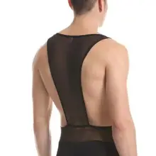 Частные индивидуальные BOYTHOR Мужская sexy straitjacket цельный сетка жилет нижнее белье черный прозрачный нижнее белье