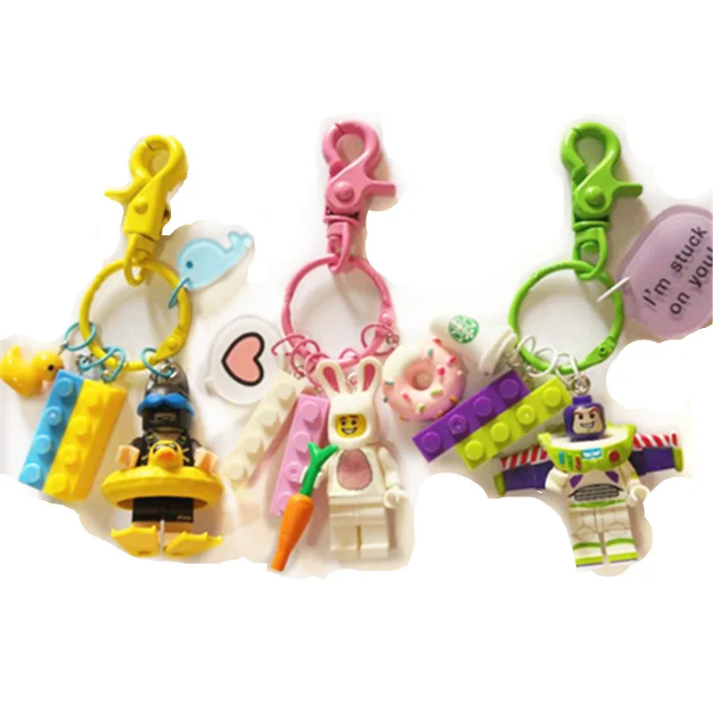 

High Quality 2019 NewCute Buzz Lightyear Batman Action Figures Superman Doll Keychain For Building Block Keychain Pendant For