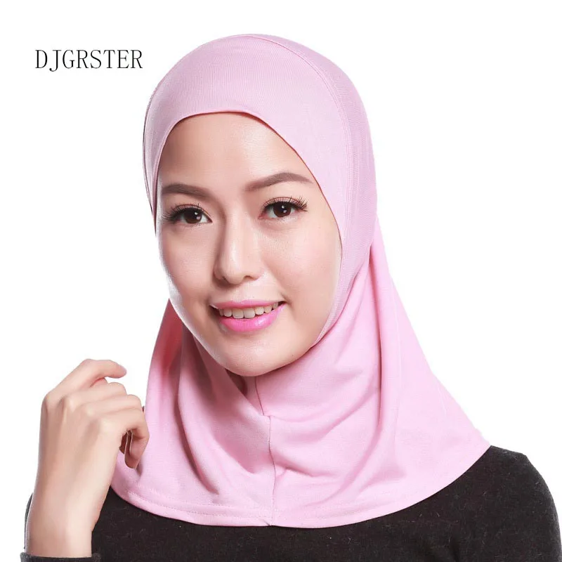 

DJGRSTER 2019 Newest Summer Style Fashion Islamic Turban Head Wear Hat Underscarf Hijab Full Cover Inner Muslim Cotton Hijab Cap