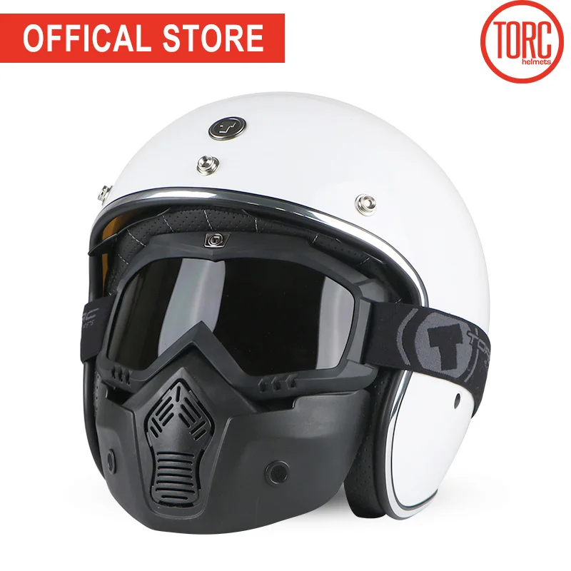 Bluetooth moto rcycle шлем винтажный с открытым лицом 3/4 шлем с внутренним козырьком moto cross jet Ретро capacete шлем мото T57 - Цвет: White with mask