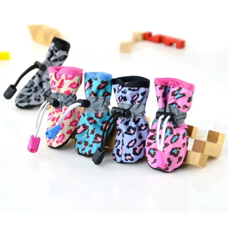 

Dog Shoes Waterproof Pet Dog Anti-Slip Rubber Sole Waterproof Leopard Boots Shoes Products for Animals Pet Shoe for Dogs