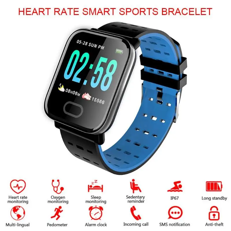 Высокое качество Smartband Bluetooth спортивные сердечного ритма крови Давление кислорода в крови монитор наблюдения за сном IP67Waterproof многоцветный смарт-браслет