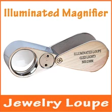 Подарок на день рождения 30x21 мм цельнометаллический светодиодный светильник лупа с двумя светодиодный свет для ювелирных изделий проверки драгоценный камень лупа со светодиодными огнями