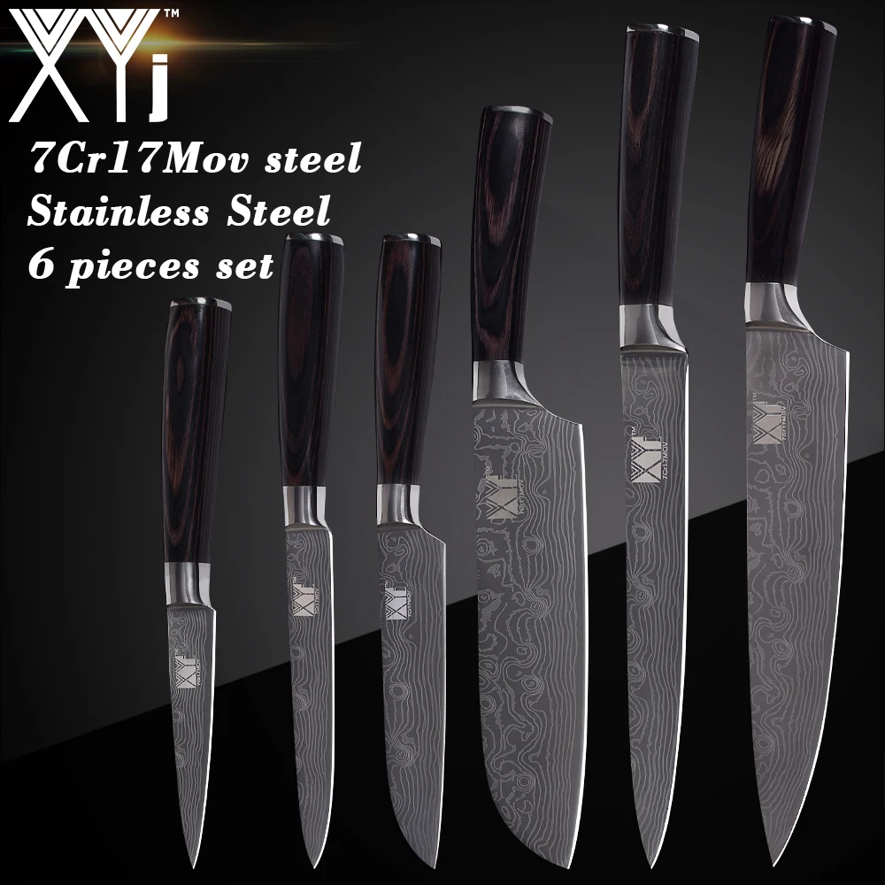 

XYj Japanese Stainless Steel Damascus Veins Kitchen Knife Accessories High Carbon Chef Slicing Santoku Utility Paring Knife