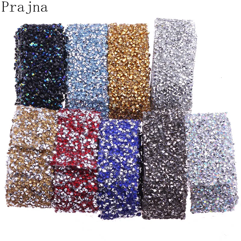 

Prajna Rhinestone Tape Belt Applique Craft Decorations Clear Hotfix Rhinestone Trim Chain Wedding Dress Artwork Jewelry 1 Yard