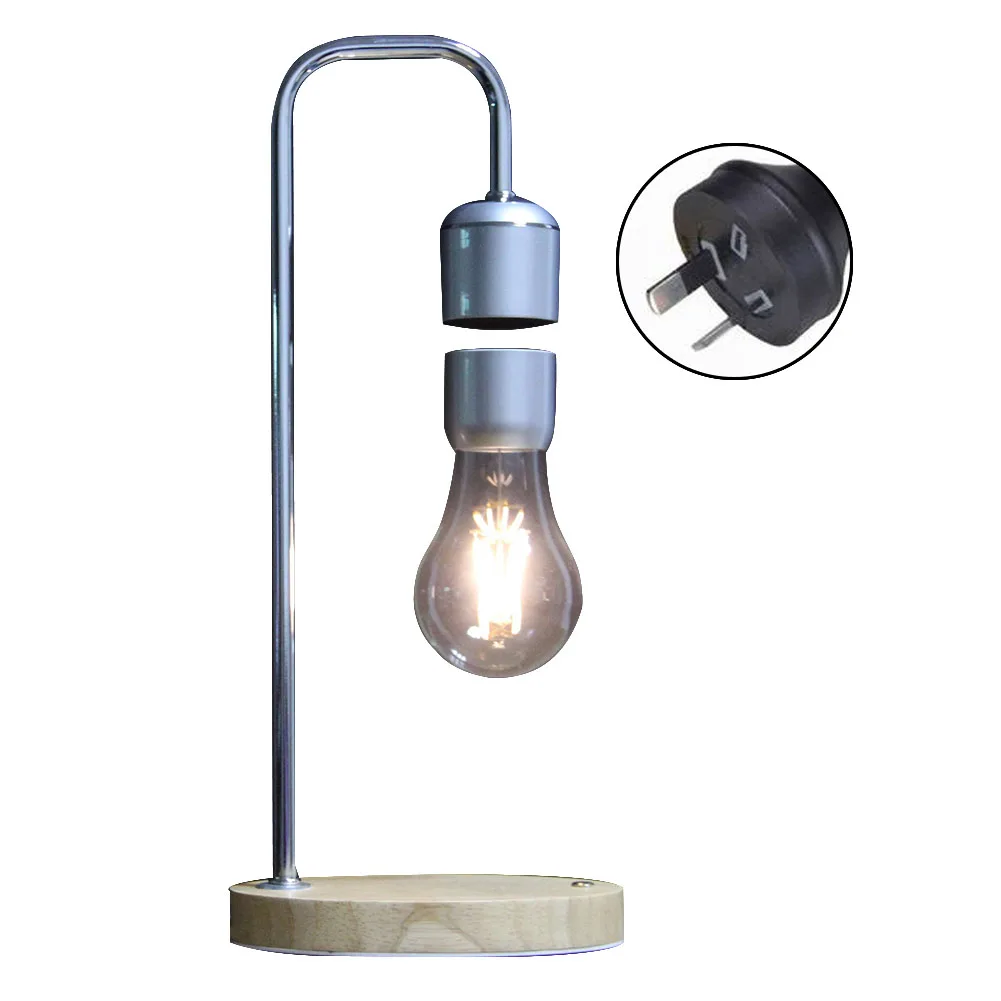 

Gifts Decor Magnetic Levitation Night Light Desk Lamp Table Bent Pipe Tech Toys Bedroom Home Office Wood Led Floating Bulb