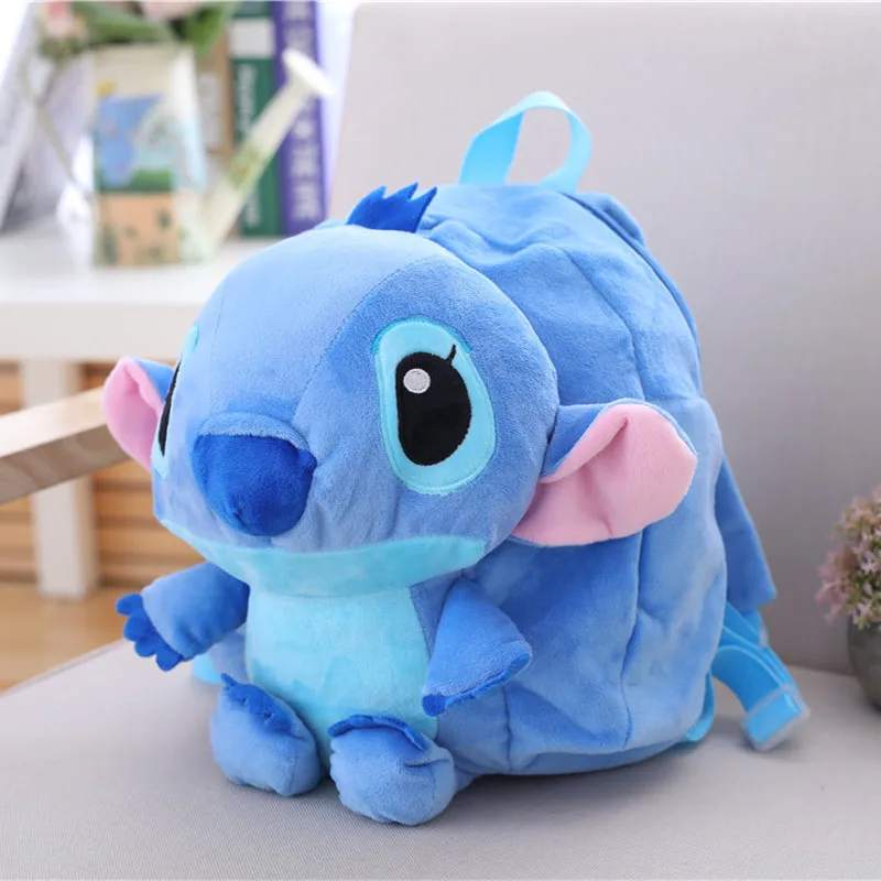 

45cm Stitch Shoulders Bag Soft Backpack Cute Cartoon Baby Toy Short Plush Backpack Children Outdoor Kindergarten Bags