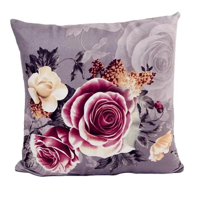 Розовый чехол для подушки печати и окрашивания; пион диван-кровать домашний декор подушка чехол цветок чехол для подушки декоративный чехол на подушки - Цвет: Gray