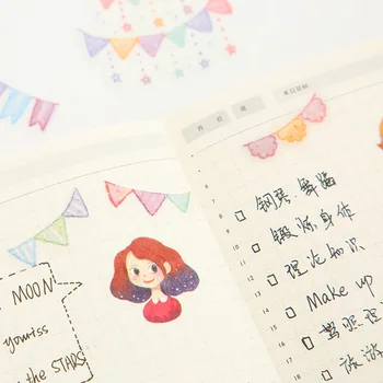 

50 pcs /Pack Cat Colored Flag Dog Bow-Knot Heart Rabbit Parrot Star Decorative Sealing Paste Stick Label School Office Supply