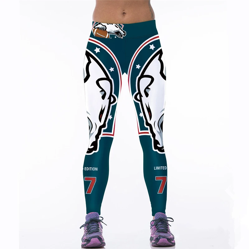 

Sportswear Women Leggings America Footballs Team 3D Printed High Waist Skinny Pencil Capris Sexy Slim Fitness Jogging Jeggings