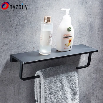 

Black Bathroom Towel Holder Wall-mounted Towel Rack Bath Towel