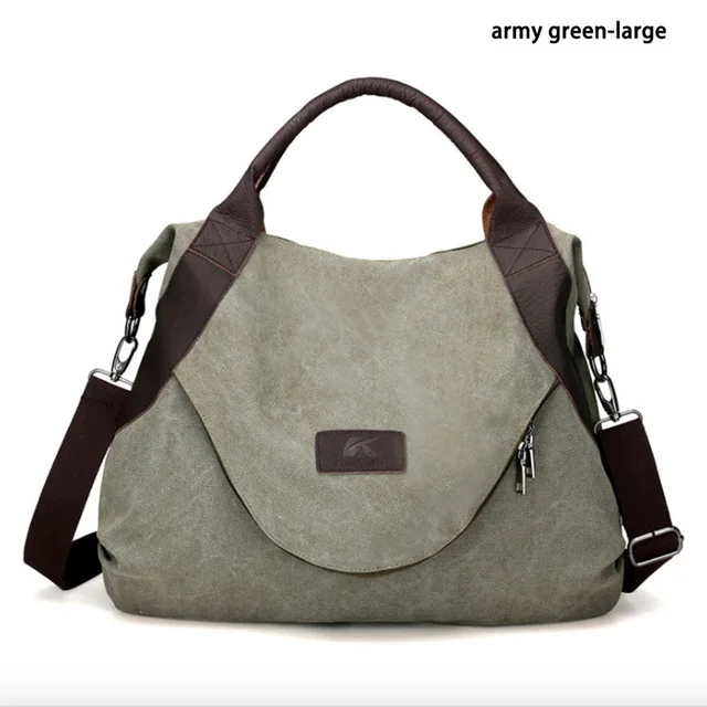 Модная повседневная сумка с большим карманом для женщин, вместительные холщовые сумки для женщин, кожаные сумки через плечо - Цвет: 07
