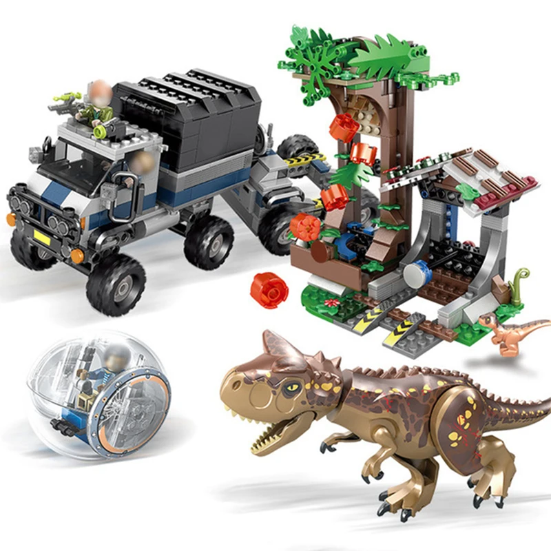 

Jurassic World Dinosaur Bricks Carnotaurus Gyrosphere Escape Building Blocks Brick Set Toys For Children Compatible With 75929