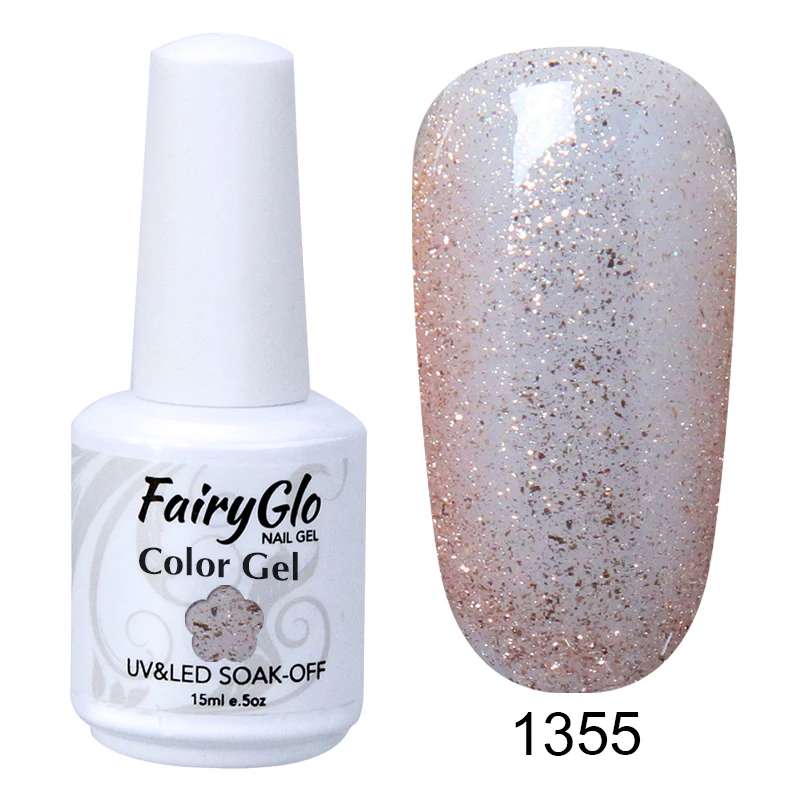 FairyGlo 15 мл чистый цвет УФ-Гель-лак замачиваемый Гель-лак для ногтей Vernis Полупостоянный художественный Гель-лак для ногтей маникюрный лак - Цвет: 1355