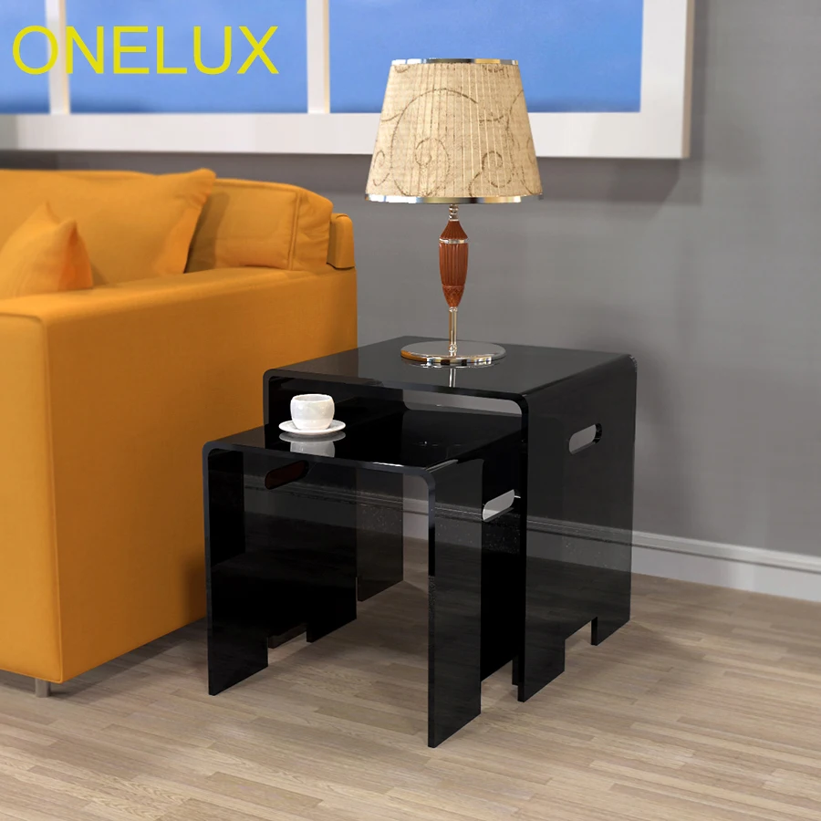 Sets Of 2 Waterfall Acrylic Nesting Side Sofa Table, Lucite Occasional Riser Small Tea Tables Sets Of 2 Waterfall Acrylic Nesting Side Sofa Table, Lucite Occasional Riser Small Tea Tables