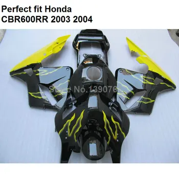 

High quality ABS fairing for Honda CBR 600RR 2003 2004 yellow flames black fairings kit CBR600RR F5 BM57