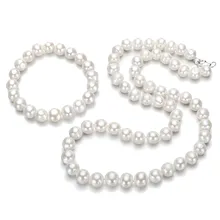 SNH 7 мм AA белый натуральный пресноводный жемчуг набор украшений для женщин 925 стерлингового серебра серьги Свадебные