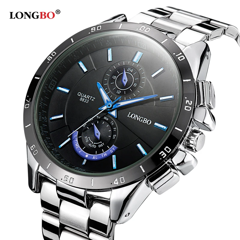Prix pour Célèbre marque hommes d'affaires montres lumineux 2016 LONGBO plein montre à quartz en acier hommes étanche 30 m mâle horloge Prix pour Célèbre marque hommes d'affaires montres lumineux 2016 LONGBO plein montre à quartz en acier hommes étanche 30 m mâle horloge