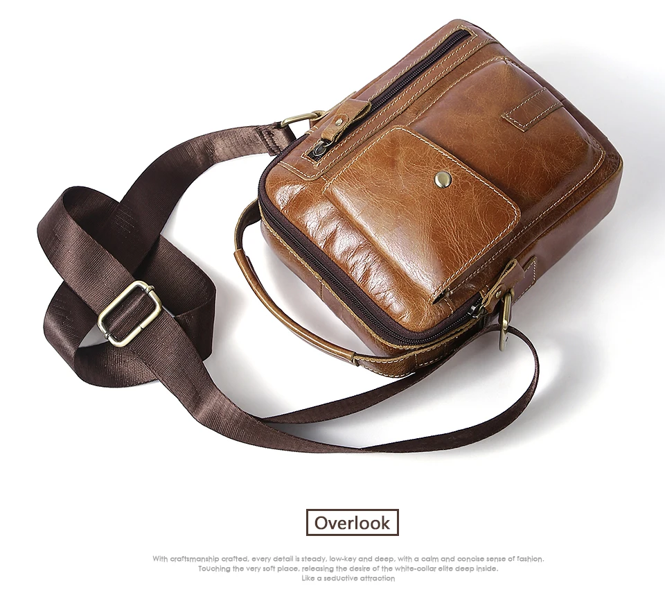 Genuine Leather Men Bags Oil Leather Messenger Bag Men Shoulder Crossbody Bags Male Flap Small Handbags Shoulder Bag  (15)