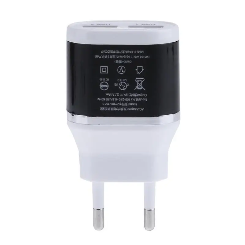 Mobile Phone Chargers EU Plug Dual Port USB Charging 5V 1A Double Charger Port Mini Portable Cellphone Charge Station Retail