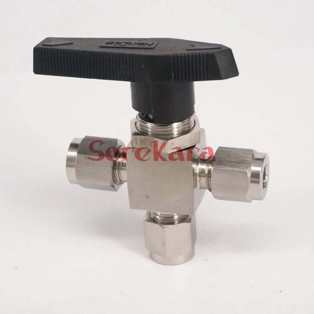 

Fit For 10mm O/D Tube 304 Stainless steel Tee 3 Ways Compression fitting shut off Ball Valve 915 PSI PN 6.4