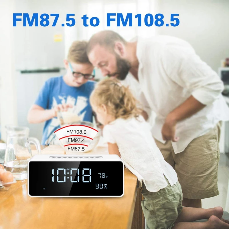 

Fm Radio Alarm Clock With 8 inch Dimmable Large Led, Usb Charger Port, Rechargeable Battery Backup, Sleep Timer, Adjustable Vo