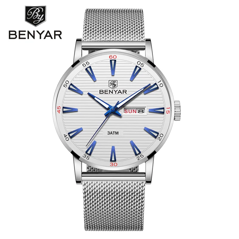

BENYAR 2019 Men's Watch Top Luxury Fashion Brand Quartz Watch Military / Sports / Watch Stainless Steel Clock Relogio Masculino