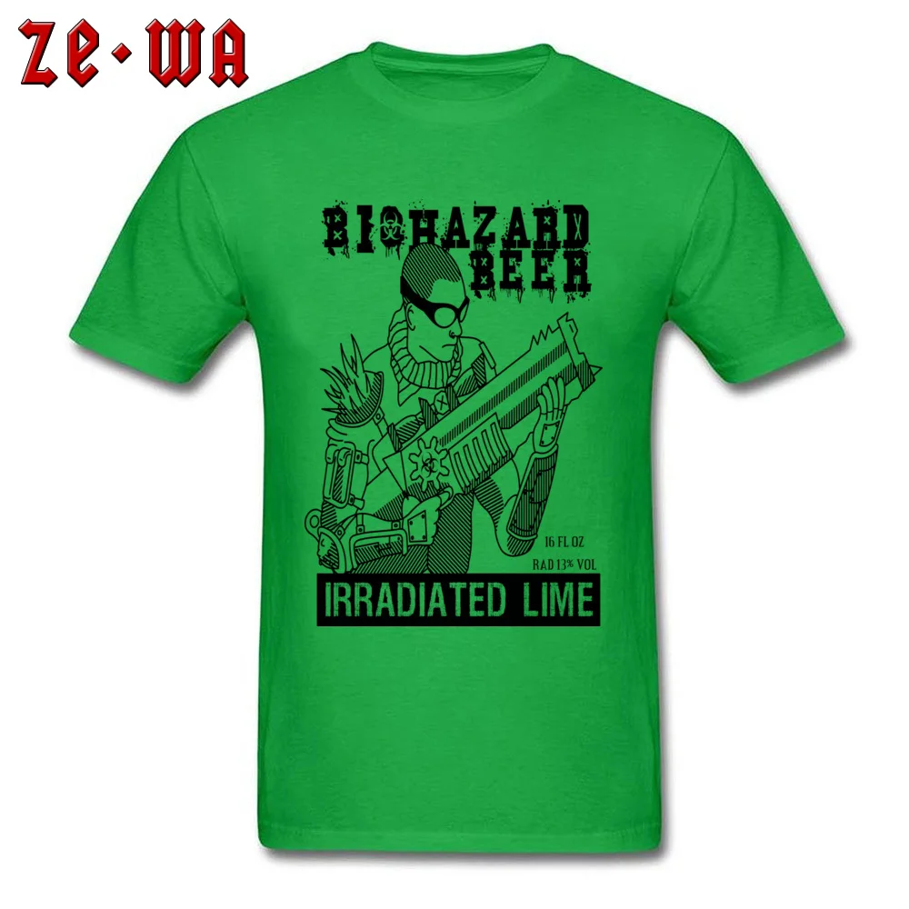 Biohazard Beer Top T-shirts Short Sleeve Leisure Dominant Men Summer/Fall Tops Shirts Leisure Tops Shirts Round Neck 100% Cotton Biohazard Beer green